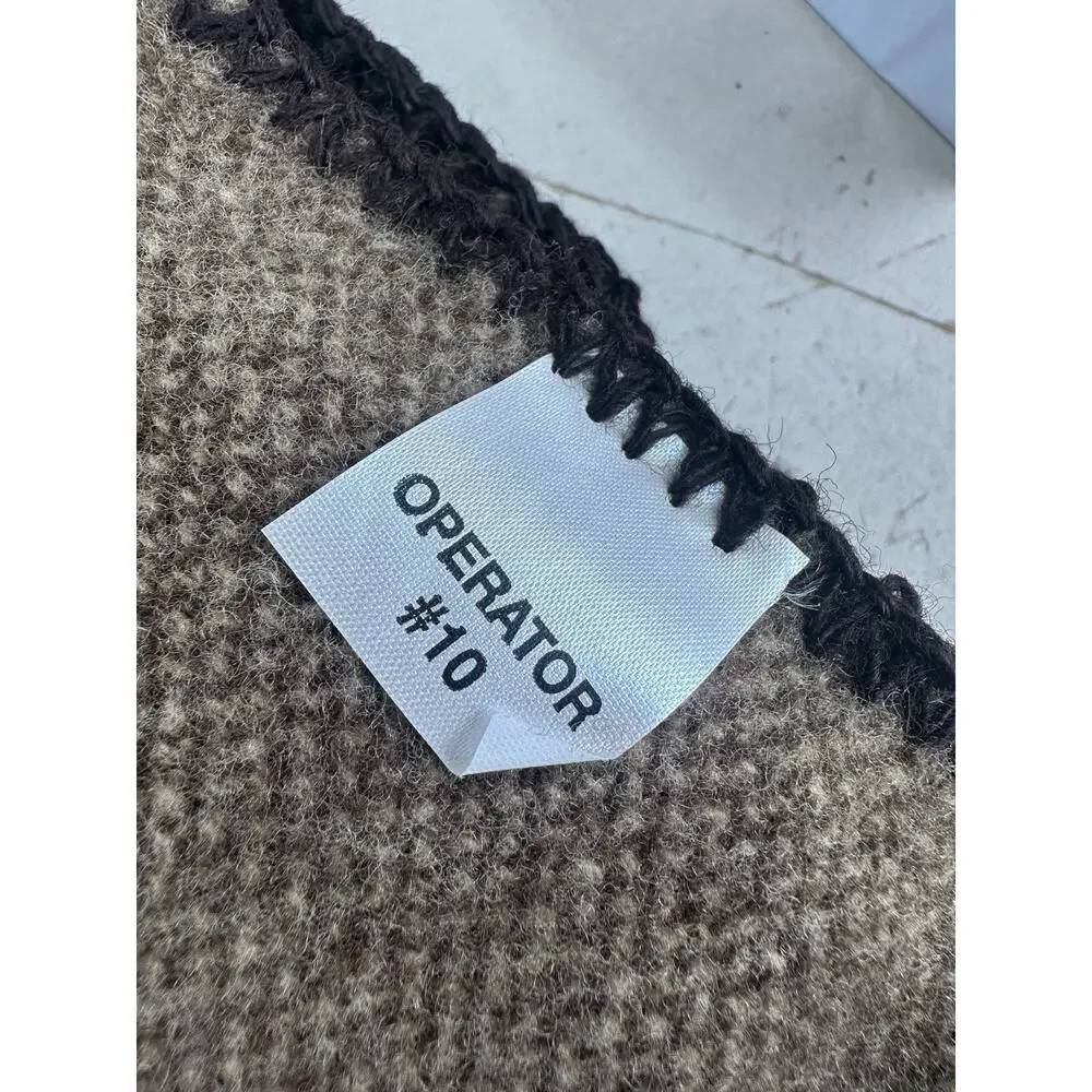 Vintage Ralph Lauren King 100% Lambswool Blanket 108x90 USA Brown Slight Irreg